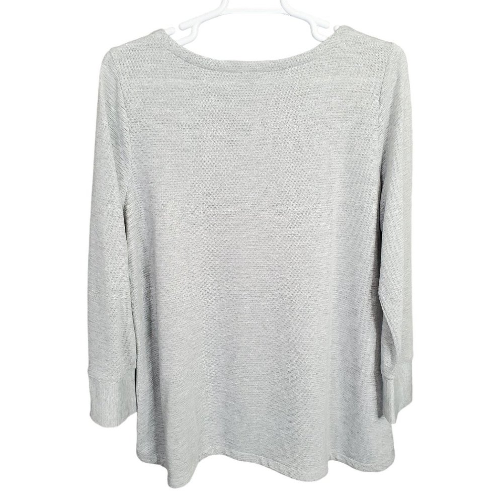 Talbots Size 2X Shirt Button Cuff Sparkle Knit Tunic Silver Gray Shimmer - Picture 3 of 9